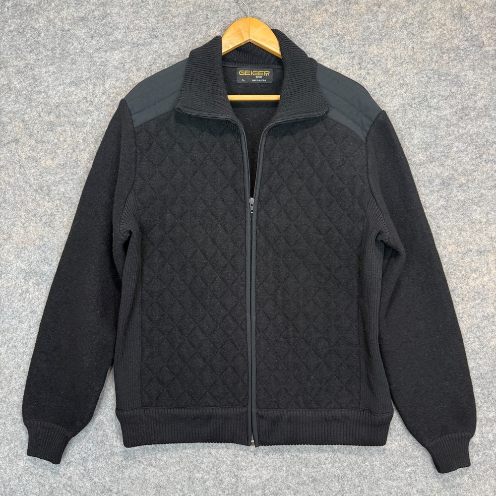 Geiger Tyrol 100% Wool Sweater Jacket Mens 54 (US 44) Large XL Quilted Austria
